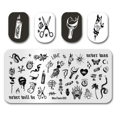 Hot Nail Art Stamping MouTeen020 Girl Line Art Sex Nail Stamping Plates Manikīra komplekts nagu štancēšanai