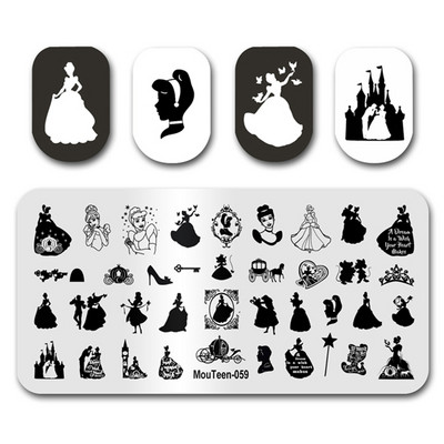 Hot Nail Art Stamping MouTeen020 Girl Line Art Sex Nail Stamping Plates Manikīra komplekts nagu štancēšanai