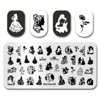 Hot Nail Art Stamping MouTeen020 Girl Line Art Sex Nail Stamping Plates Manikīra komplekts nagu štancēšanai