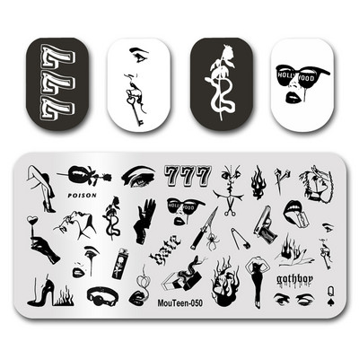 Hot Nail Art Stamping MouTeen020 Girl Line Art Sex Nail Stamping Plates Manikīra komplekts nagu štancēšanai