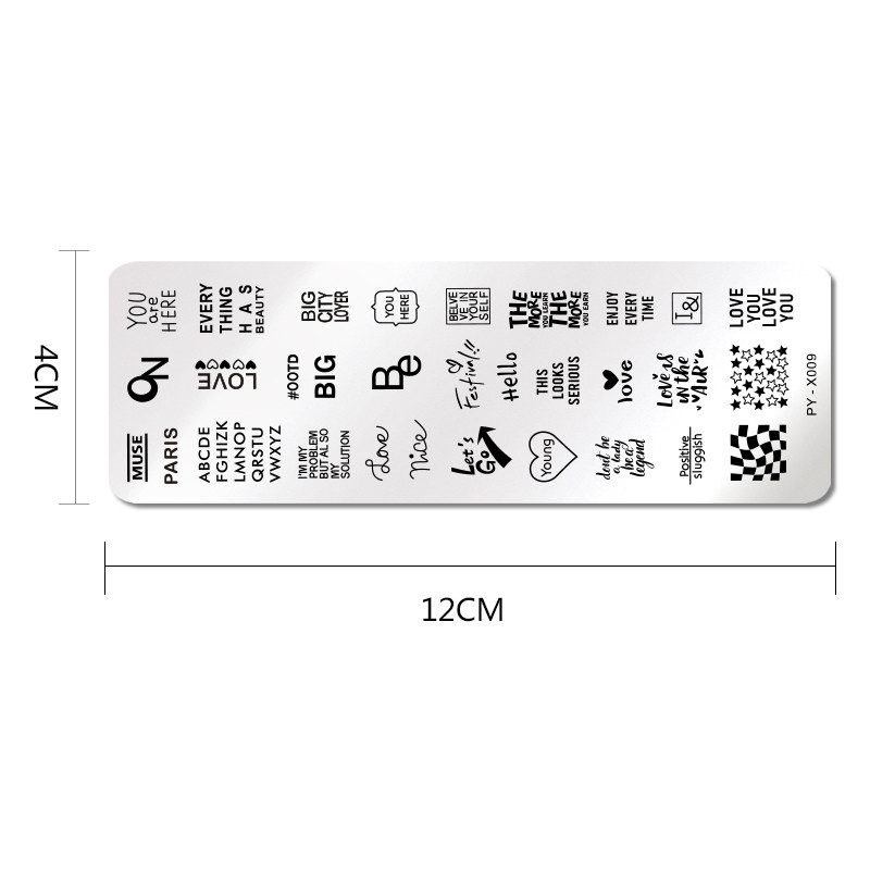 PICT YOU körömbélyegző lemezek betűminták rozsdamentes acél szerszámok körömdíszítés bélyegtervezés bélyegzősablon barkács sablonok
