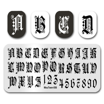 Hot Nail Art Stamping MouTeen014 Goth Letter Gothic Style Words Köröm bélyegző lemezek Manikűr stencilkészlet körömbélyegzéshez