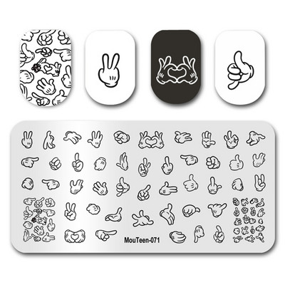 Hot Nail Art Stamping MouTeen014 Goth Letter Gothic Style Words Köröm bélyegző lemezek Manikűr stencilkészlet körömbélyegzéshez