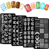 6*12 εκ. Φύλλα/Πλάκες για σφράγιση νυχιών με γεωμετρία, Πρότυπα ζωάκια για σφράγιση εικόνων λουλουδιών νυχιών για DIY διακόσμηση νυχιών JS01