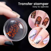 Διαφανές στάμπα νυχιών με ξύστρα Clear Jelly Silicone French Tip Stamp Nail Art Stamping Tool Print Stamping Plate