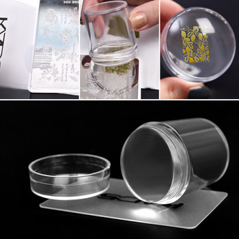 Διαφανές στάμπα νυχιών με ξύστρα Clear Jelly Silicone French Tip Stamp Nail Art Stamping Tool Print Stamping Plate