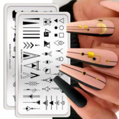 BORN PRETTY Γεωμετρία Γαλλική γραμμή εικόνας πινακίδες στάμπας για τα νύχια Πρότυπο σανίδας τέχνης από ανοξείδωτο ατσάλι Σχέδιο νυχιών για εργαλεία εκτύπωσης μανικιούρ