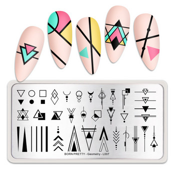 BORN PRETTY Geometry French Line Image Stamp Plates Nail Art Board Шаблон от неръждаема стомана Дизайн на нокти за маникюр Инструменти за печат