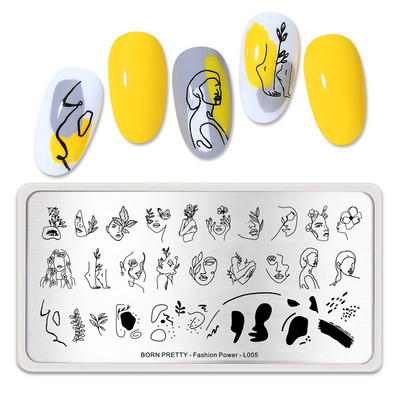 BORN PRETTY Γεωμετρία Γαλλική γραμμή εικόνας πινακίδες στάμπας για τα νύχια Πρότυπο σανίδας τέχνης από ανοξείδωτο ατσάλι Σχέδιο νυχιών για εργαλεία εκτύπωσης μανικιούρ