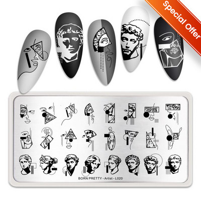 BORN PRETTY Γεωμετρία Γαλλική γραμμή εικόνας πινακίδες στάμπας για τα νύχια Πρότυπο σανίδας τέχνης από ανοξείδωτο ατσάλι Σχέδιο νυχιών για εργαλεία εκτύπωσης μανικιούρ