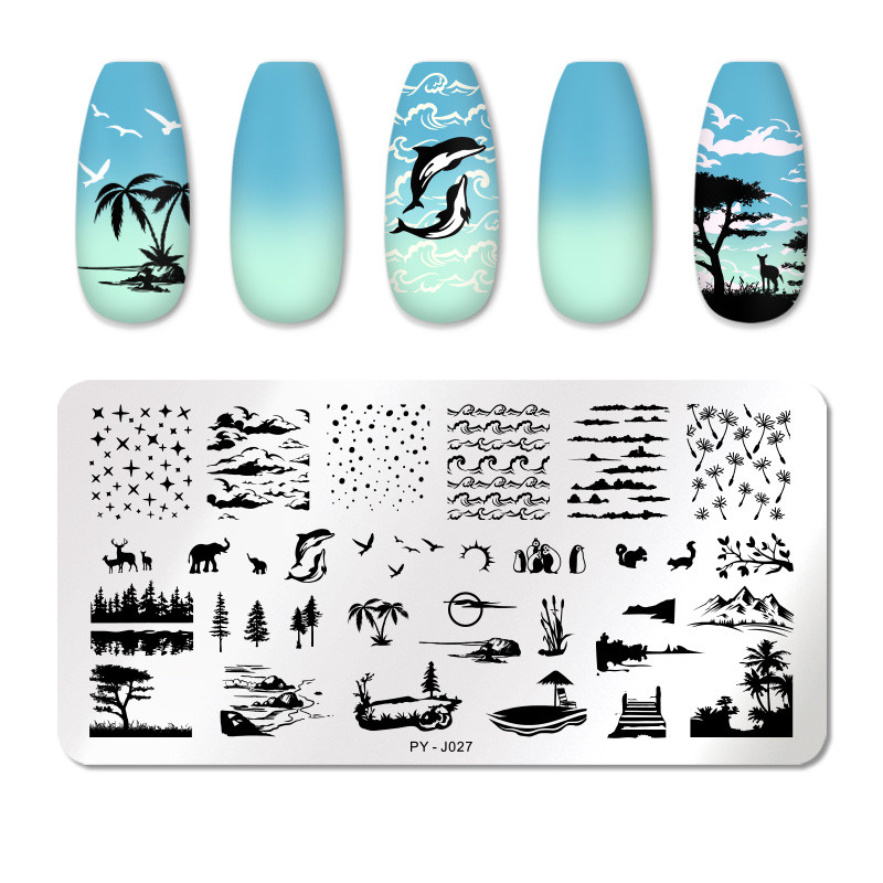 PICT YOU Πλάκες για σφράγιση νυχιών Nature Nail Art Εικόνες πλάκα εικόνας Σχέδιο φύλλων Στένσιλ Εργαλεία σφραγίδας νυχιών από ανοξείδωτο ατσάλι