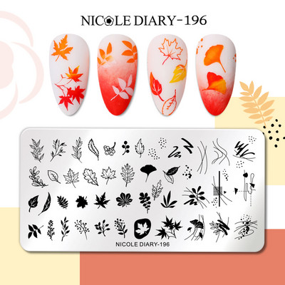 NICOLE DIARY Πλάκες σφράγισης πεταλούδας για τα νύχια αφηρημένα Πρότυπα σφραγίδας γραμμής προσώπου Mold Leaf Flower Geometric Printing Stencil