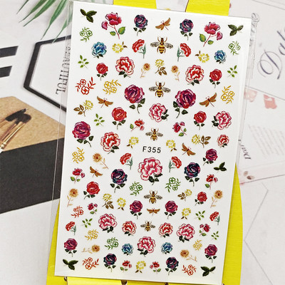 3D αυτοκόλλητο νυχιών Χαλκομανίες Fish Lotus Σχέδιο Νυχιών Διακοσμήσεις Αυτοκόλλητα Sliders Αξεσουάρ μανικιούρ Νύχια Decoraciones