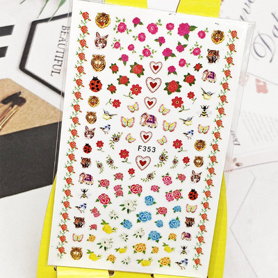 3D αυτοκόλλητο νυχιών Χαλκομανίες Fish Lotus Σχέδιο Νυχιών Διακοσμήσεις Αυτοκόλλητα Sliders Αξεσουάρ μανικιούρ Νύχια Decoraciones