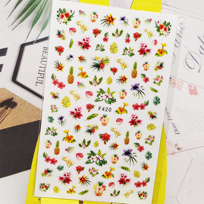 3D αυτοκόλλητο νυχιών Χαλκομανίες Fish Lotus Σχέδιο Νυχιών Διακοσμήσεις Αυτοκόλλητα Sliders Αξεσουάρ μανικιούρ Νύχια Decoraciones