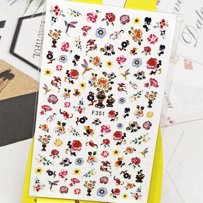 3D αυτοκόλλητο νυχιών Χαλκομανίες Fish Lotus Σχέδιο Νυχιών Διακοσμήσεις Αυτοκόλλητα Sliders Αξεσουάρ μανικιούρ Νύχια Decoraciones