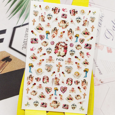 3D αυτοκόλλητο νυχιών Χαλκομανίες Fish Lotus Σχέδιο Νυχιών Διακοσμήσεις Αυτοκόλλητα Sliders Αξεσουάρ μανικιούρ Νύχια Decoraciones