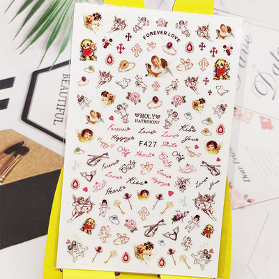 3D αυτοκόλλητο νυχιών Χαλκομανίες Fish Lotus Σχέδιο Νυχιών Διακοσμήσεις Αυτοκόλλητα Sliders Αξεσουάρ μανικιούρ Νύχια Decoraciones