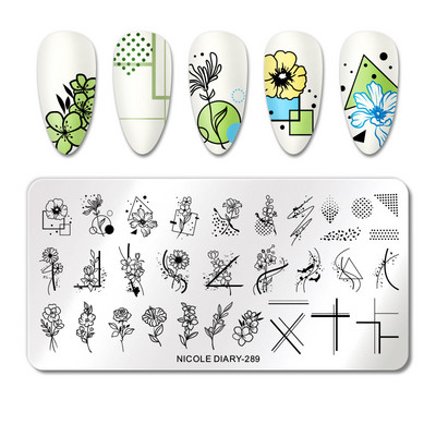 ΗΜΕΡΟΛΟΓΙΟ NICOLE Big Size Leaf Flower Nail Stamping Plate Christmas Christmas Templates Stamp Leopard Snow Image Printing Stencil