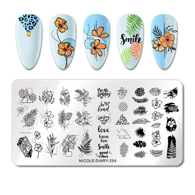 ΗΜΕΡΟΛΟΓΙΟ NICOLE Big Size Leaf Flower Nail Stamping Plate Christmas Christmas Templates Stamp Leopard Snow Image Printing Stencil