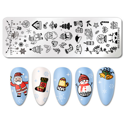 ΗΜΕΡΟΛΟΓΙΟ NICOLE Big Size Leaf Flower Nail Stamping Plate Christmas Christmas Templates Stamp Leopard Snow Image Printing Stencil