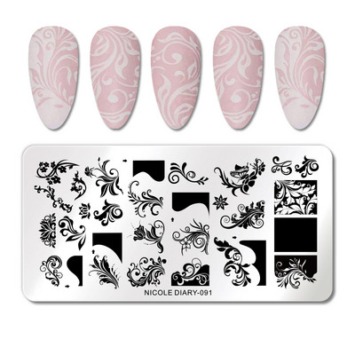 ΗΜΕΡΟΛΟΓΙΟ NICOLE Big Size Leaf Flower Nail Stamping Plate Christmas Christmas Templates Stamp Leopard Snow Image Printing Stencil