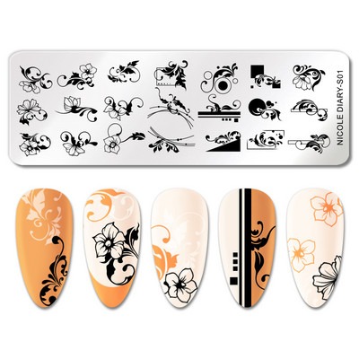 ΗΜΕΡΟΛΟΓΙΟ NICOLE Big Size Leaf Flower Nail Stamping Plate Christmas Christmas Templates Stamp Leopard Snow Image Printing Stencil