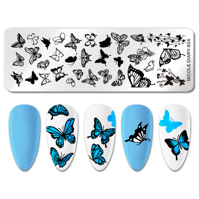 ΗΜΕΡΟΛΟΓΙΟ NICOLE Big Size Leaf Flower Nail Stamping Plate Christmas Christmas Templates Stamp Leopard Snow Image Printing Stencil
