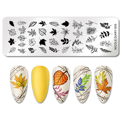 ΗΜΕΡΟΛΟΓΙΟ NICOLE Big Size Leaf Flower Nail Stamping Plate Christmas Christmas Templates Stamp Leopard Snow Image Printing Stencil