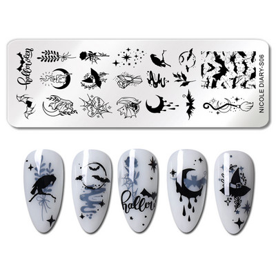 ΗΜΕΡΟΛΟΓΙΟ NICOLE Big Size Leaf Flower Nail Stamping Plate Christmas Christmas Templates Stamp Leopard Snow Image Printing Stencil