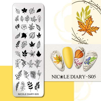 1 ΤΕΜ NICOLE DIARY Πρότυπο εκτύπωσης με στένσιλ για σφράγιση νυχιών με υφή γεωμετρικής γραμμής 1 ΤΕΜ.