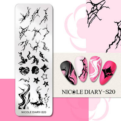 1 ΤΕΜ NICOLE DIARY Πρότυπο εκτύπωσης με στένσιλ για σφράγιση νυχιών με υφή γεωμετρικής γραμμής 1 ΤΕΜ.