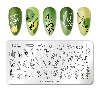 1 ΤΕΜ NICOLE DIARY Πρότυπο εκτύπωσης με στένσιλ για σφράγιση νυχιών με υφή γεωμετρικής γραμμής 1 ΤΕΜ.