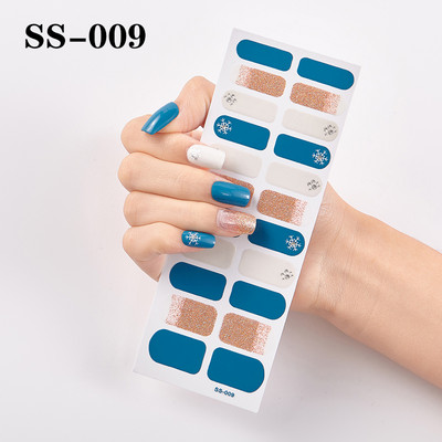 22 Tips/Sheet Snowflake Χριστουγεννιάτικα αυτοκόλλητα νυχιών Glitter σχέδιο μόδας βερνίκι νυχιών Αυτοκόλλητο ντεκόρ περιτυλίγματος αξεσουάρ για τέχνη νυχιών