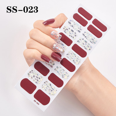 22 Tips/Sheet Snowflake Χριστουγεννιάτικα αυτοκόλλητα νυχιών Glitter σχέδιο μόδας βερνίκι νυχιών Αυτοκόλλητο ντεκόρ περιτυλίγματος αξεσουάρ για τέχνη νυχιών