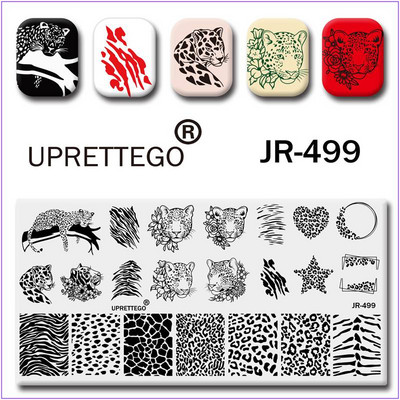 2022 Πρότυπο πλάκας σφράγισης από ανοξείδωτο χάλυβα αφηρημένες γραμμές Χριστουγεννιάτικες αγωνιστικές τουλίπα Doggy Γερμανικά αποσπάσματα κειμένου Leopard Skin JR491-500