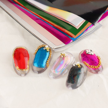 10 τμχ Αλουμινόχαρτο Rainbow Charm Nail Foils Ολογραφικό μεταλλικό φύλλο μεταφοράς Nail Art Αυτοκόλλητο Καθρέφτη εφέ Starry Paper Μανικιούρ Decora LEQWE