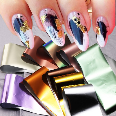 10 τμχ Αλουμινόχαρτο Rainbow Charm Nail Foils Ολογραφικό μεταλλικό φύλλο μεταφοράς Nail Art Αυτοκόλλητο Καθρέφτη εφέ Starry Paper Μανικιούρ Decora LEQWE