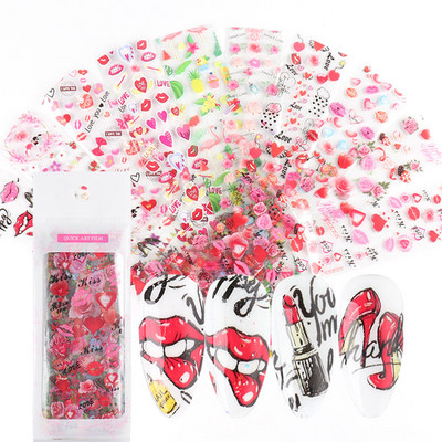 10 τμχ Αλουμινόχαρτο Rainbow Charm Nail Foils Ολογραφικό μεταλλικό φύλλο μεταφοράς Nail Art Αυτοκόλλητο Καθρέφτη εφέ Starry Paper Μανικιούρ Decora LEQWE