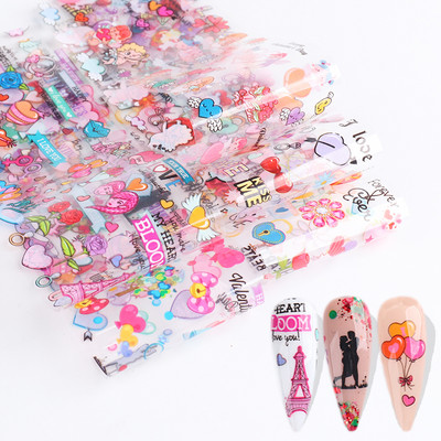 10 τμχ Αλουμινόχαρτο Rainbow Charm Nail Foils Ολογραφικό μεταλλικό φύλλο μεταφοράς Nail Art Αυτοκόλλητο Καθρέφτη εφέ Starry Paper Μανικιούρ Decora LEQWE