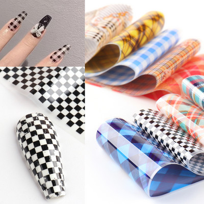 10 τμχ Αλουμινόχαρτο Rainbow Charm Nail Foils Ολογραφικό μεταλλικό φύλλο μεταφοράς Nail Art Αυτοκόλλητο Καθρέφτη εφέ Starry Paper Μανικιούρ Decora LEQWE