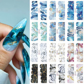 12 τμχ Μελάνι Blooming Marble Nail Water Sliders Gradient Abstract Abstract Geometric Line Transfer Sliders DIY Wraps Manicure LEBN1345-1356