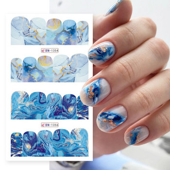 12 τμχ Μελάνι Blooming Marble Nail Water Sliders Gradient Abstract Abstract Geometric Line Transfer Sliders DIY Wraps Manicure LEBN1345-1356