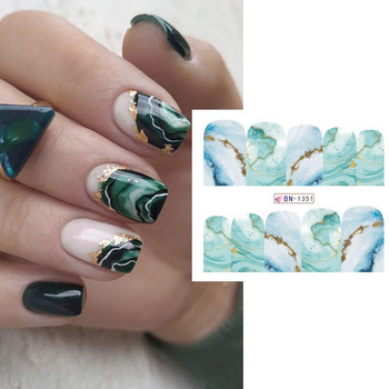 12 τμχ Μελάνι Blooming Marble Nail Water Sliders Gradient Abstract Abstract Geometric Line Transfer Sliders DIY Wraps Manicure LEBN1345-1356