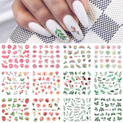 12 τμχ Μελάνι Blooming Marble Nail Water Sliders Gradient Abstract Abstract Geometric Line Transfer Sliders DIY Wraps Manicure LEBN1345-1356