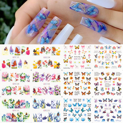 12 τμχ Μελάνι Blooming Marble Nail Water Sliders Gradient Abstract Abstract Geometric Line Transfer Sliders DIY Wraps Manicure LEBN1345-1356