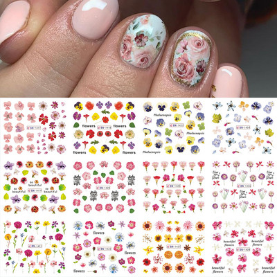 12 τμχ Μελάνι Blooming Marble Nail Water Sliders Gradient Abstract Abstract Geometric Line Transfer Sliders DIY Wraps Manicure LEBN1345-1356