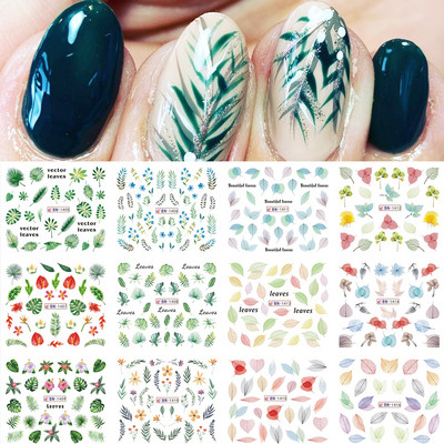 12 τμχ Μελάνι Blooming Marble Nail Water Sliders Gradient Abstract Abstract Geometric Line Transfer Sliders DIY Wraps Manicure LEBN1345-1356