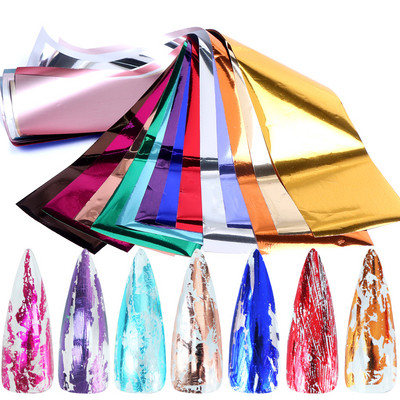 14 τμχ/Σετ Αλουμινένιο Καθρέφτη Νυχιών Αλουμινίου Αυτοκόλλητα Μεταφοράς Μεταλλικό Ροζ Χρυσό Ασημί Φύλλο Νυχιών Χαρτί Wraps Flakes Μανικιούρ TR996