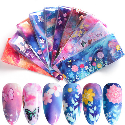 14 τμχ/Σετ Αλουμινένιο Καθρέφτη Νυχιών Αλουμινίου Αυτοκόλλητα Μεταφοράς Μεταλλικό Ροζ Χρυσό Ασημί Φύλλο Νυχιών Χαρτί Wraps Flakes Μανικιούρ TR996